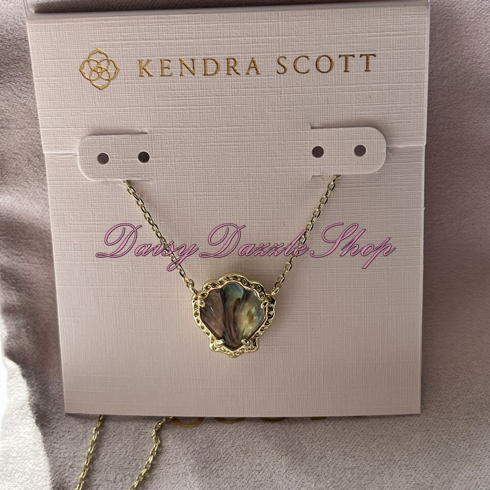 ✨New Kendra Scott Brynne Gold Short Pendant Necklace In Abalone Shell 🐚